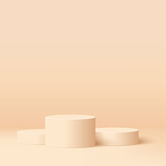 Abstract minimal scene with cylinder podiums. Vector illustration
