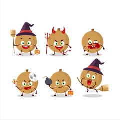 Halloween expression emoticons with cartoon character of longan