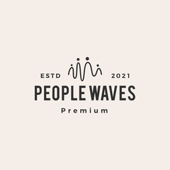 people wave impulse hipster vintage logo vector icon illustration