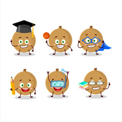 School student of longan cartoon character with various expressions