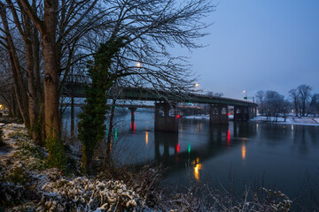 Marion Street Bridge spans the Willamette River to connect Salem and West Salem in Oregon. View in...