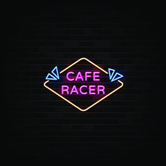 Cafe Racer neon signs vector.