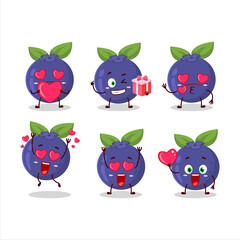 New blueberry cartoon character with love cute emoticon