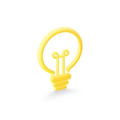 The icon is a stylized flat yellow light bulb. 3D render.
