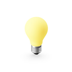 The icon is a realistic yellow light bulb. 3D rendering.