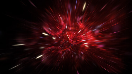 Abstract red and golden fireworks. Holiday background with fantastic light effect. Digital fractal art. 3d rendering.