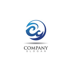 Obraz premium Wave ocean logo design image element vector illustration icon nature