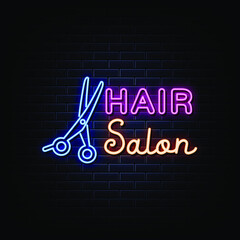 Hair Salon Neon Signs Style Text Vector