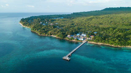Wakatobi Sulawesi Indonesia - tropical island view from drone