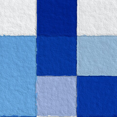Fototapeta premium Color abstract mosaic with a rough texture background. Blue square pattern on white background. Picture for creative wallpaper or design art work. Backdrop have copy space for text.