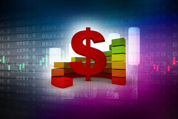 3d rendering Stock market online business concept