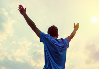 Happy Man with Hands Up