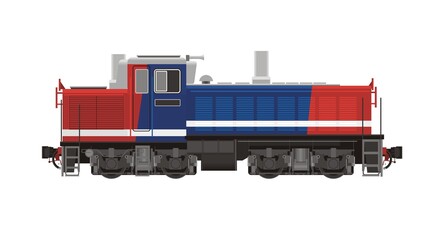 Hydraulic diesel shunter locomotive. Simple flat illustration.