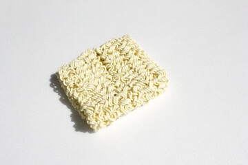 dry instant noodles isolated white background.