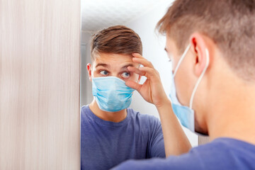 Young Man in Flu Mask