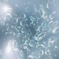 bubbles in the blue water