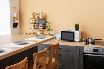 Stylish interior of comfortable kitchen