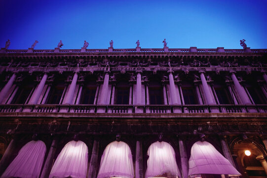 Architectural details of Procuratie, Piazza San Marco, Venice, Italy