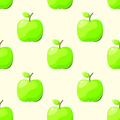 Seamless pattern with green apples