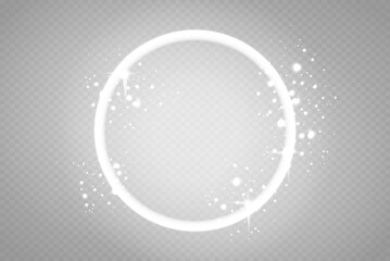 Abstract luxury white vector light flare semicircle and spark light effect. Sparkling glowing round frame on transparent. Starlight moving background. Glow blurred space for message or logo