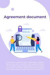 Legal restrictions,  non-disclosure agreement contract or NDA  concept. Vector illustration