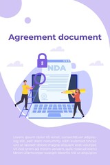 Legal restrictions,  non-disclosure agreement contract or NDA  concept. Vector illustration