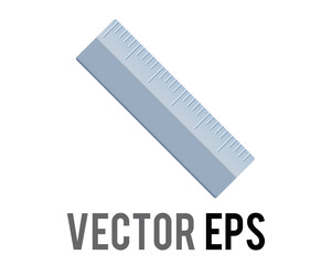 vector silver metal straight ruler icon, as used to draw lines and measure distance