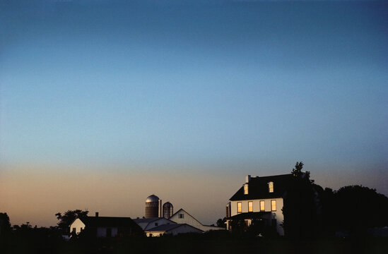 Farmhouse and silo in a field, Lancaster, Lancaster County, Pennsylvania, USA