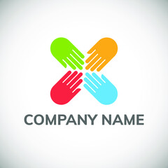 Charity logo design. People group and community logo design. Vector illustration