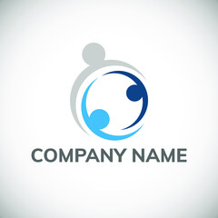 Obraz premium Charity logo design. People group and community logo design. Vector illustration