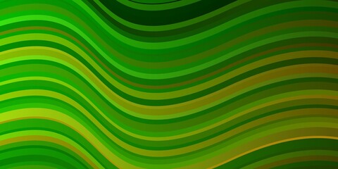 Light Green, Red vector pattern with curved lines.