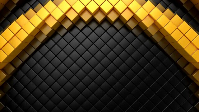 Rhombuses Form A Wave. Abstract motion, 3d rendering, 4k resolution
