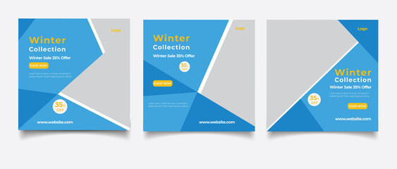 Winter sale social media post banner template