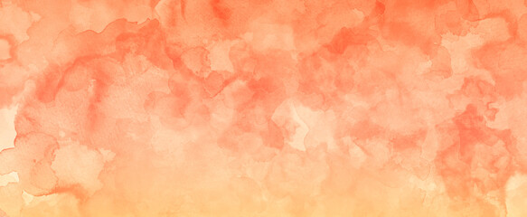 Orange watercolor paint splash or blotch background, blotches and blobs of paint and old vintage watercolor paper texture grain for fall, autumn, halloween, thanksgiving or other orange designs