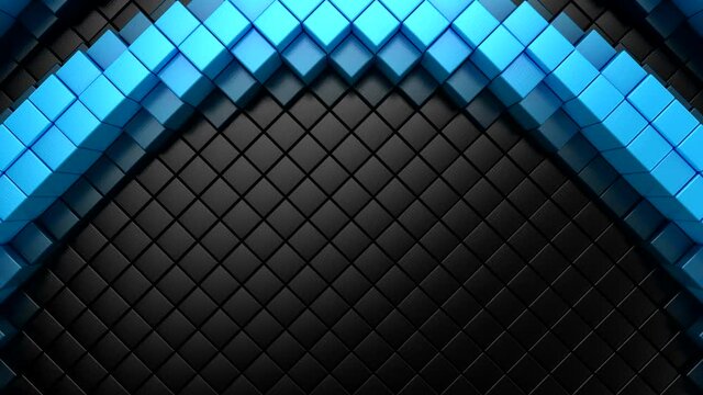 Rhombuses Form A Wave. Abstract motion, 3d rendering, 4k resolution

