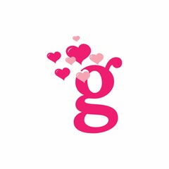 Pink G initial letter with love sign valentine vector