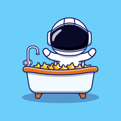 Cute astronaut in the bathtub