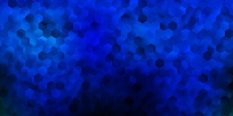 Dark blue, green vector layout with shapes of hexagons.