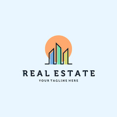 Real Estate Logo Vector Illustration Design. Simple Modern Minimalist Apartment or Condominium Logo Template Design. Creative Real Estate or Property Illustration Logo Concept.