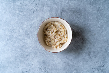Plain Oatmeal Porridge Bowl Ready to Eat and Serve.