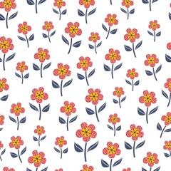 Cute seamless pattern with flowers in Scandinavian style. Perfect for wrapping paper, fabric texture, wallpaper