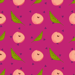 Peach fruit repeat vector pattern-10