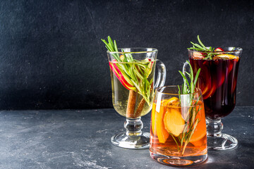 Various autumn winter alcohol cocktails