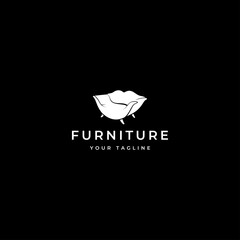 Obraz premium Simple chair furniture logo vector template on black background