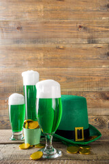 Green beer glasses for St Patrick's day party