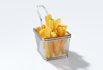 French fries in the fryer