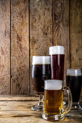 Set of various beer glasses