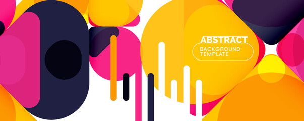 Modern geometric round shapes and dynamic lines, abstract background. Vector illustration for placards, brochures, posters and banners