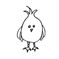 Doodle cute abstract chicken on white background isolated. It can be used in seasonal design for Easter, for children's textiles, postcards, notebooks