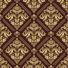 Orient vector classic pattern. Seamless abstract background with vintage elements. Orient background. Brown and golden ornament for wallpaper and packaging